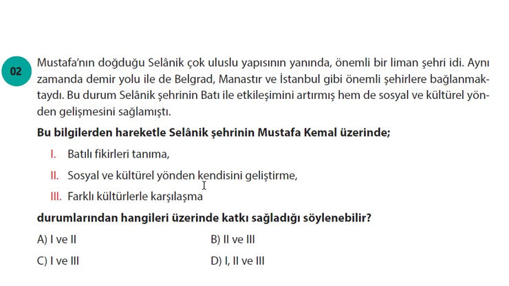 inkılap 3. test 2.soru